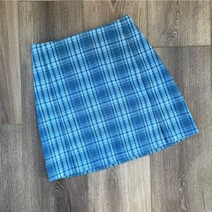 Brandy Melville Blue Pleated Plaid Skirt O/S